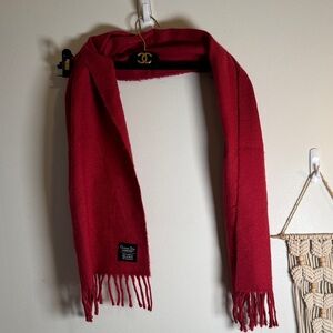 EUC Christian Dior Cashluxe Acrylic Crimson Scarf with Fringe